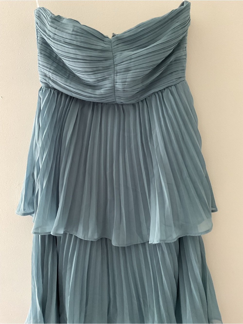 Lulus Seriously Sensational Blue Strapless Tiered Pleated Maxi Dress NWT Medium - Picture 6 of 13
